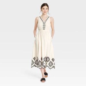 Universal Thread Eyelet Maxi Sundress Cream XL